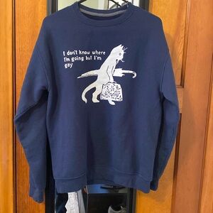 Navy blue gay cat crew neck sweatshirt